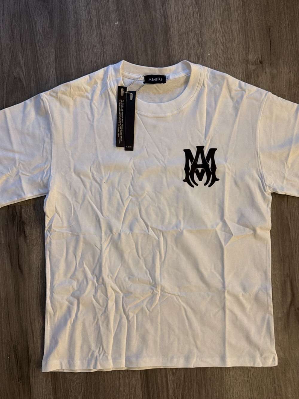AMIRI White Short-Sleeve Crewneck T-Shirt with Black Logo